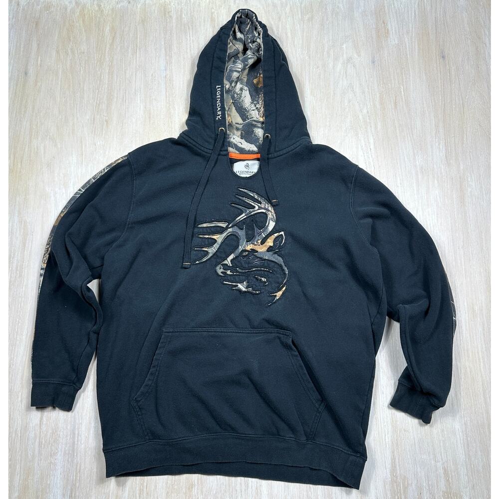 Legendary Whitetails Outfitter Black Pullover Hoodie Long Sleeve Sweatshirt XL